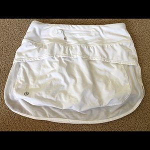 Lulu lemon tennis skirt with shorts underneath, COLOR: white, SIZE: 2